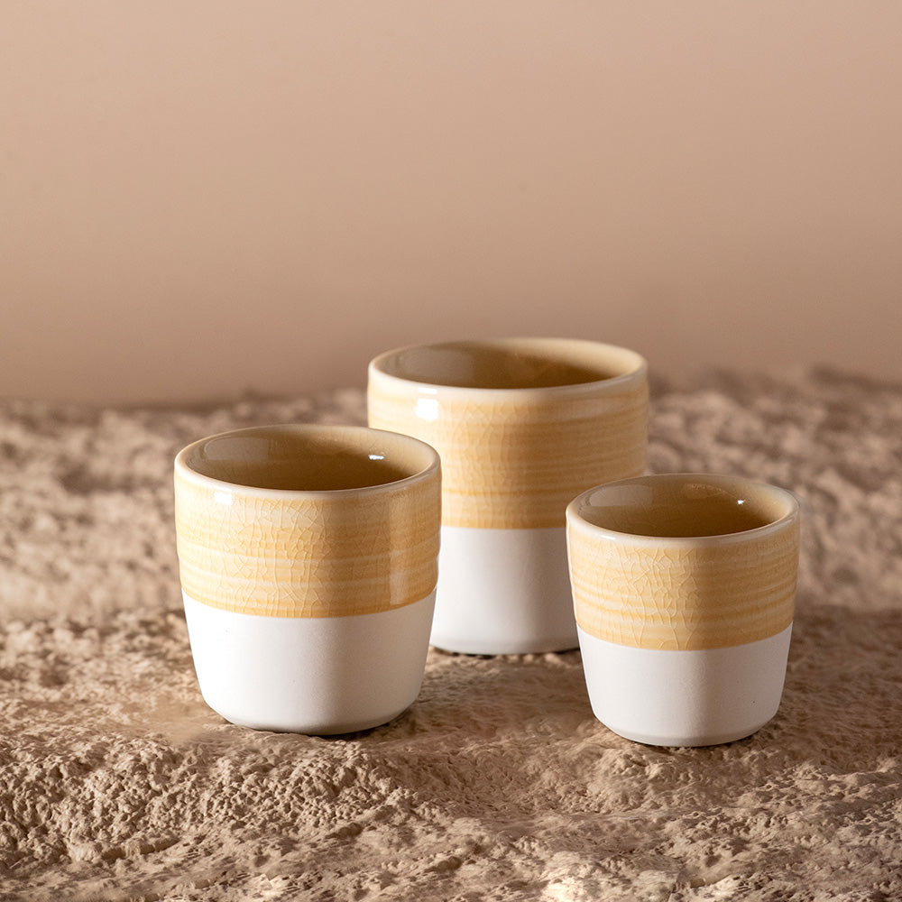 Loveramics Dale Harris Champions Signature Crackle Glaze Flat White Cup (150ml) - Yellow